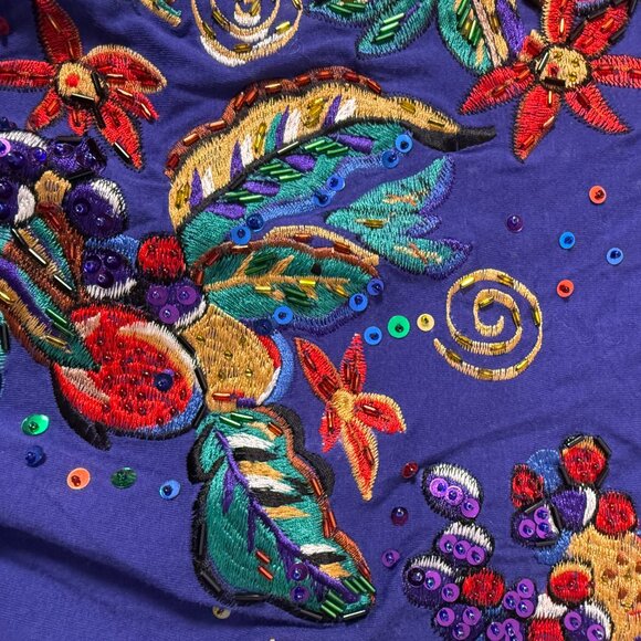 Carole Little Sport Long Sleeve 100% Cotton Front Tie Embellished Shirt Purple M - Picture 7 of 7